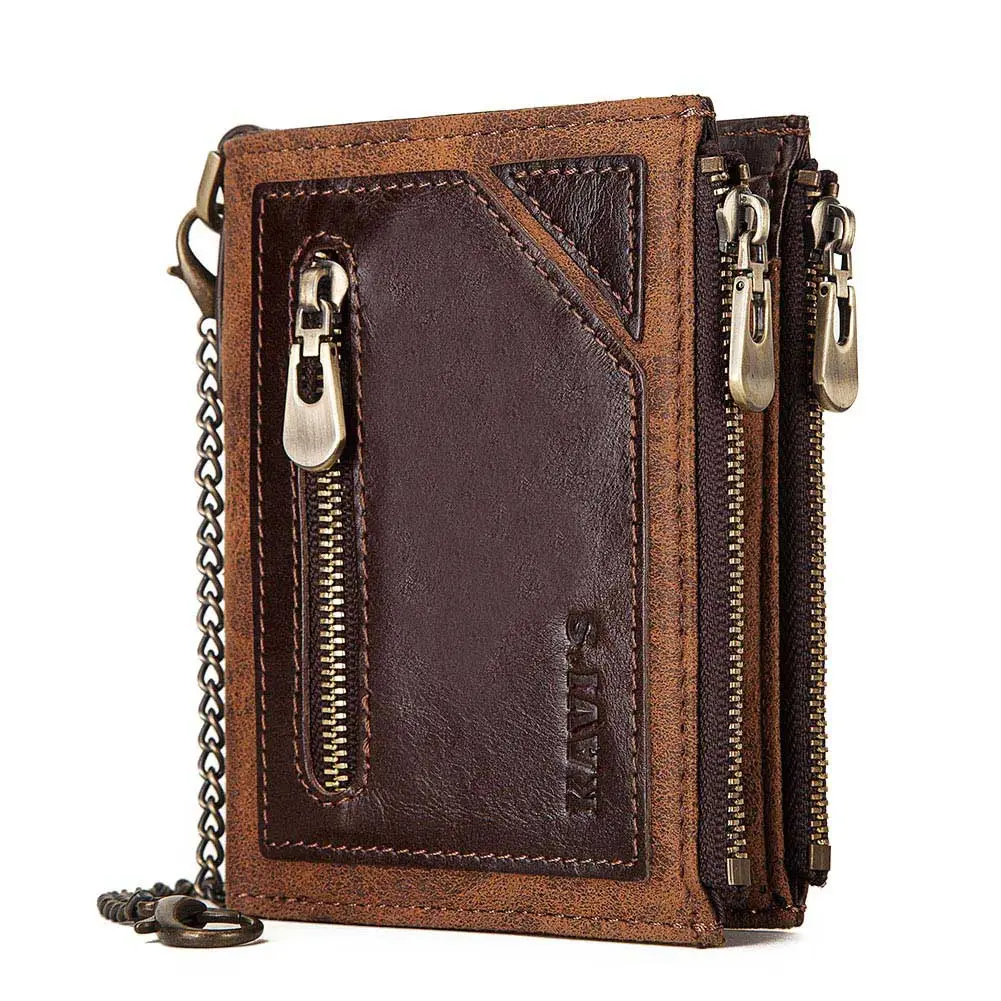 HUMERPAUL Stylish RFID Wallets Leather Men Short Man Clutch Wallet With Zip Pocke Casual Leather Minimalist  Key Chain Wallet
