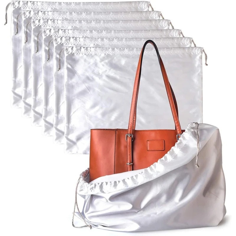 Custom Logo Satin Dust Cover Storage Bags Handmade Drawstring Sportpack for Handbags with Elegant Silk Satin Finish