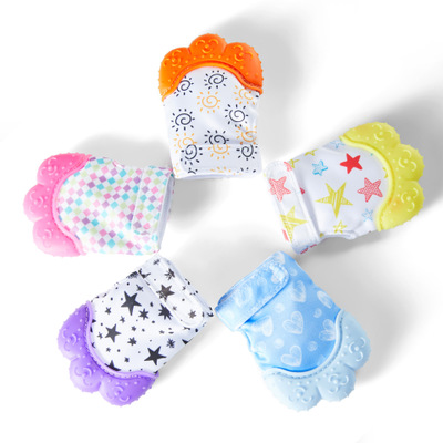 Hot Sale mano guante mordedera para bebe Food Grade finger Silicone Teether Hand made baby Teether gloves