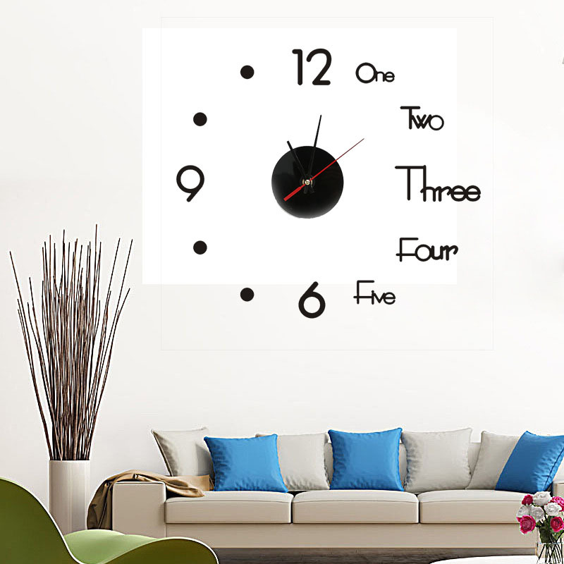 Wall Clock for Living Room Decor Wall Clock for Blank Wall Easy to Assemble, Adjustable Size, Frameless DIY Wall Clock