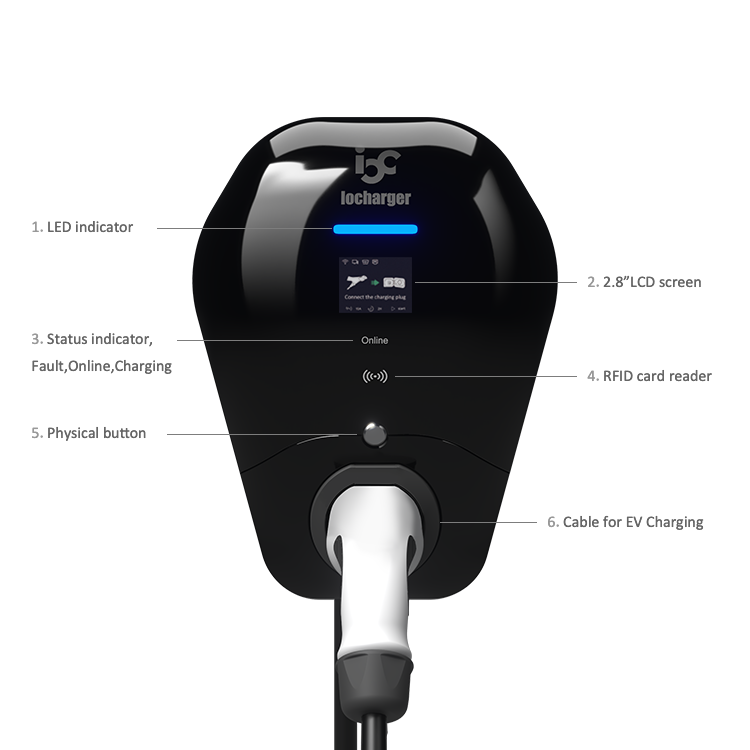 iocharger type 2 32A 7kW electric car home charger OCPP smart Wallbox 22kw EV Charger