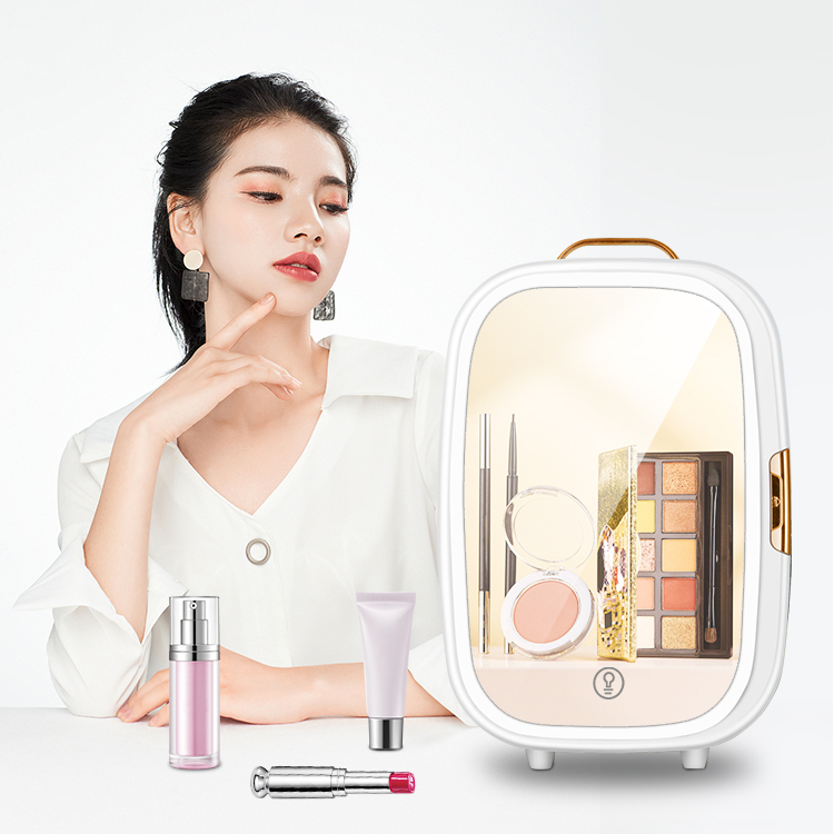 Portable Custom Makeup Glass Door Mini Fridge Beauty Mirror Refrigerator for Cosmetics