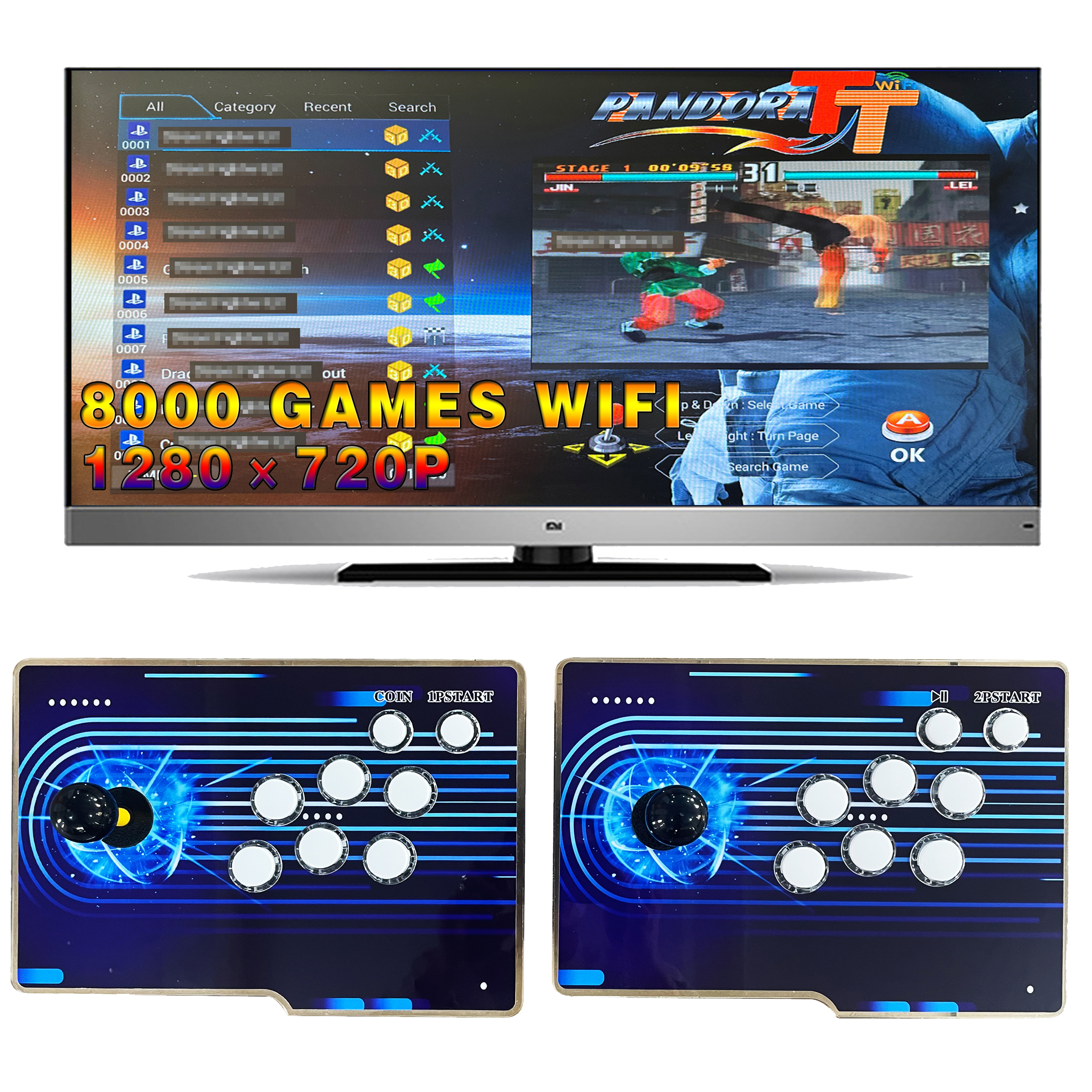 8000 ni 1 Классический 2 игровой разделенный Рабочий стол винтажная аркадная консоль видеоигра 3D аркадная Pandora WIFI игровая настольная приставка