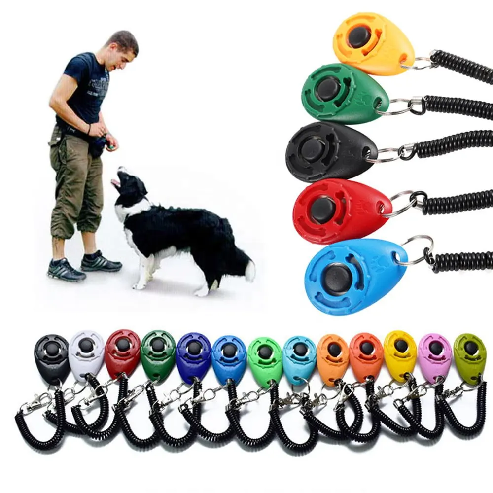 Plastic Pet Products Pet Cat Dog Training Clicker Trainer with Adjustable Wrist Strap Sound Keychain