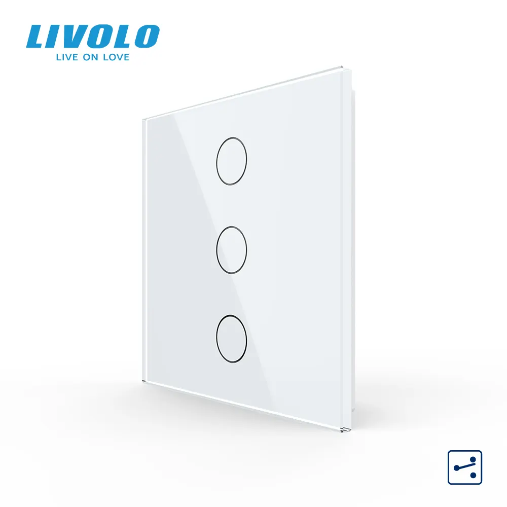 LIVOLO UK Standard 3Gang 2Ways Touch Screen Light Switch  Intermediate Cross Electrical Switch Single Live No Touch Sound