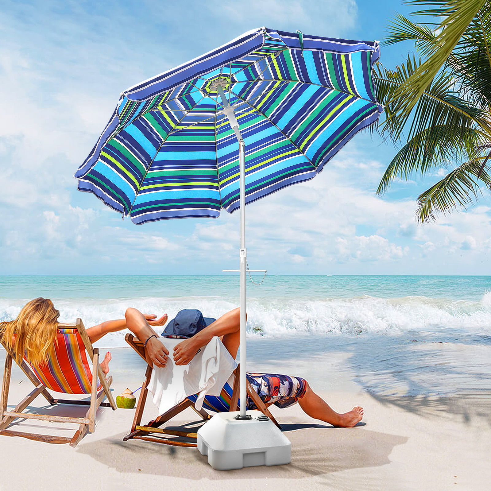 8 Ribs Tilt Sun Shelter Uv Protection Parasol Outdoor Garden Patio Umbrella Beach Umbrellas
