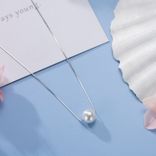 Simple 925 Sterling Silver Clavicle Choker Necklace Minimalist Elegant Ladies Shell Pearl Necklace