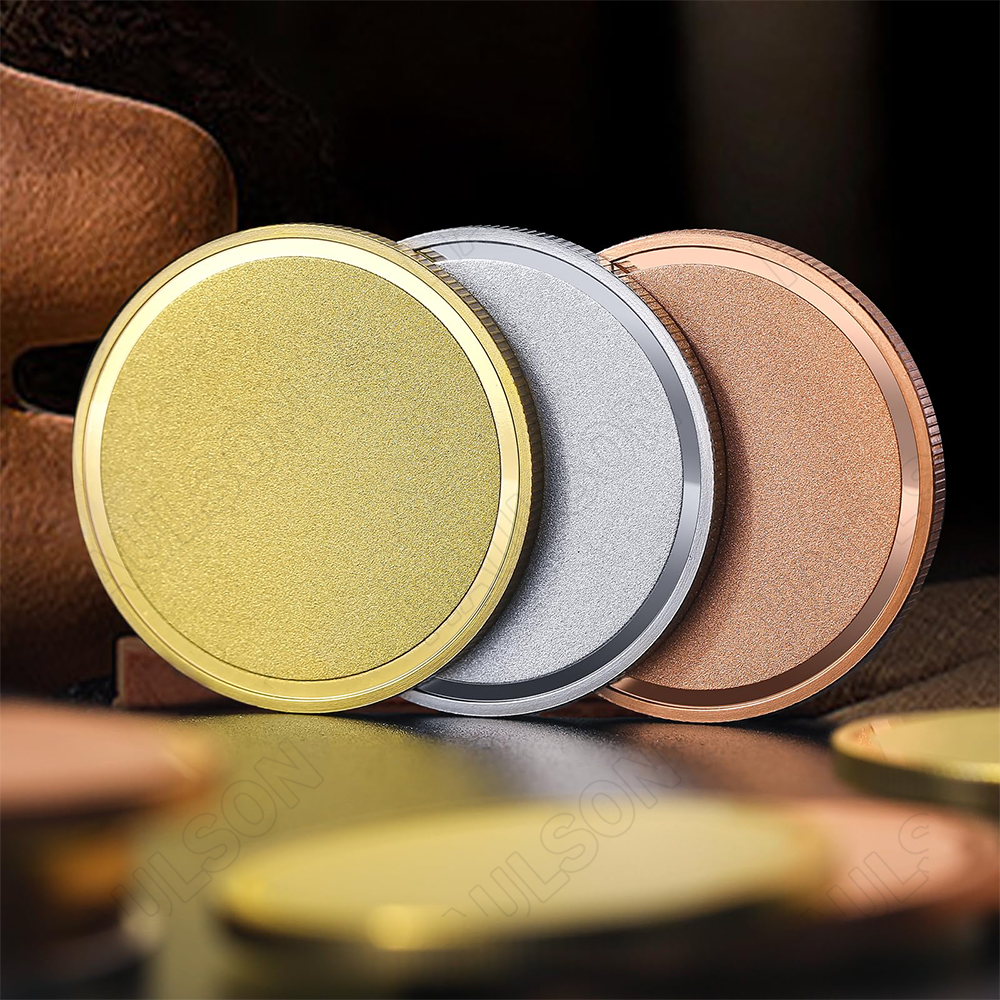 Customized 40/50/70mm Edge shine blank coin Brass Laser Engraving Blanks Blank Challenge Frosted Coins