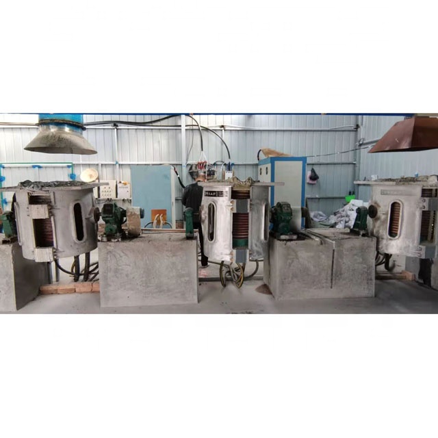 1 Ton Aluminum Ingot Casting Production Line Electric Industrial Induction Melting Furnace