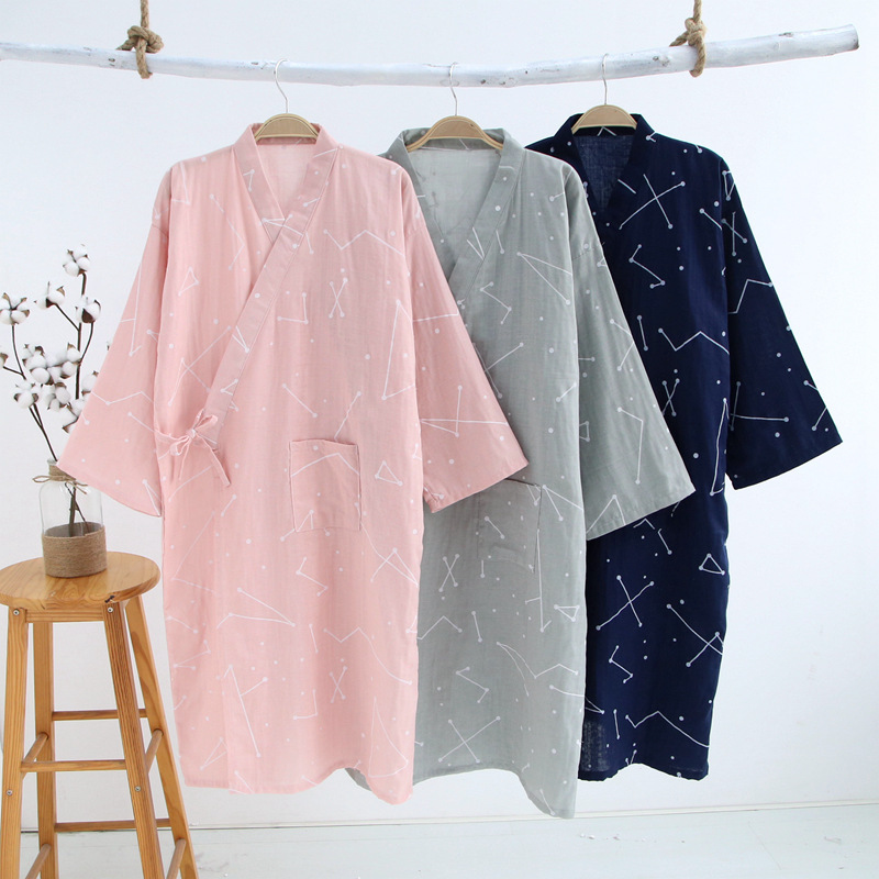 Custom 100% Cotton Gauze Solid Color Nightgown For Women/Men