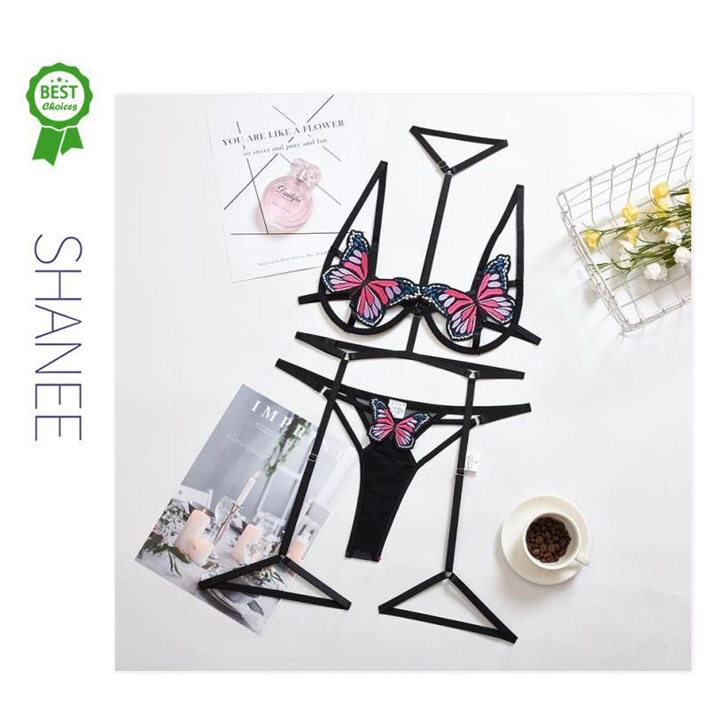 Shanee цветочные кружева на косточках подвязки комплект нижнего белья с колье для женщин SL2102272-SLM