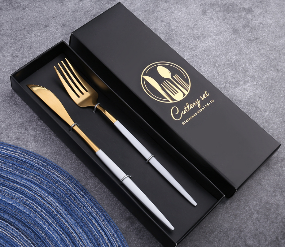 Eco Friendly Cutlery Set Gold Plated Cutlery Stainless Steel Party Tableware Set