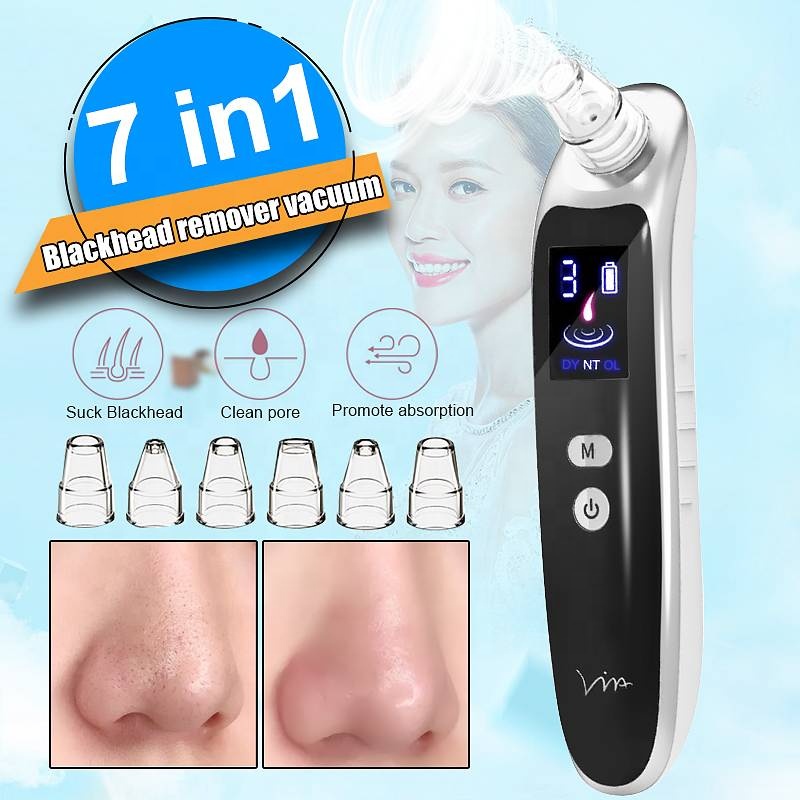 Face Nose Acne Black Dot Pimple Blackhead Remover Electric Blackhead Vacuum Cleaner Pore Skin Care Tools Machine with 6 Head