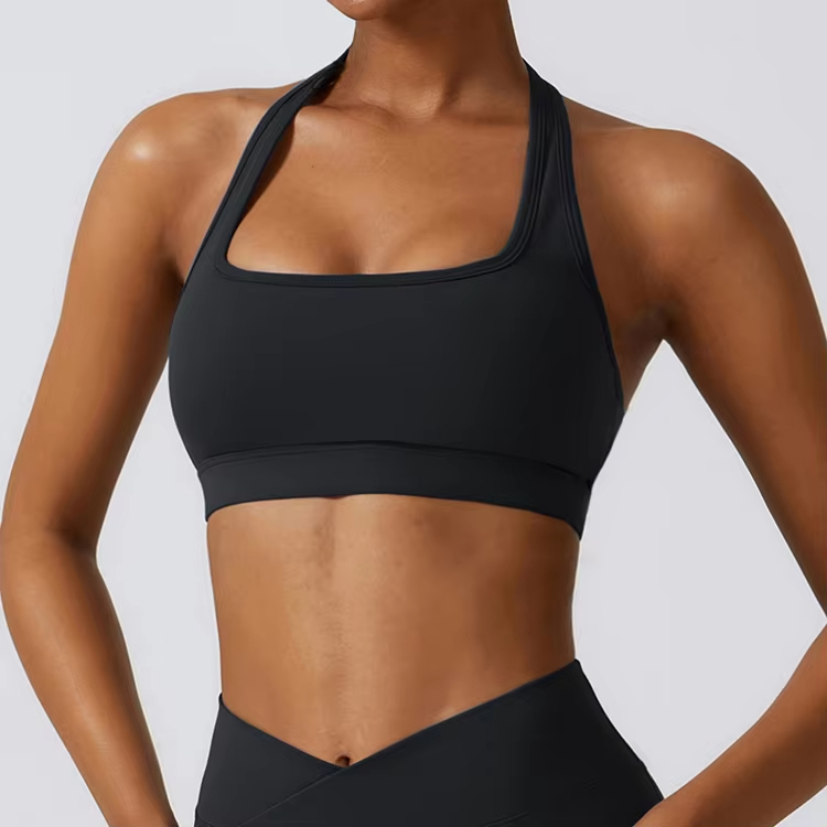 Factory Custom HIgh Quality Halterneck Women Workout Top Gym Fitness Sports Yoga Bra