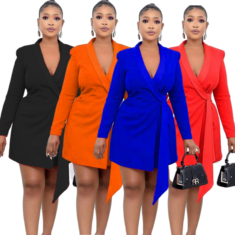 D3066 2021 Autumn New Temperament Commuter Slim Bandage Suit Skirt Large Size Career Dresses Office Dress For women