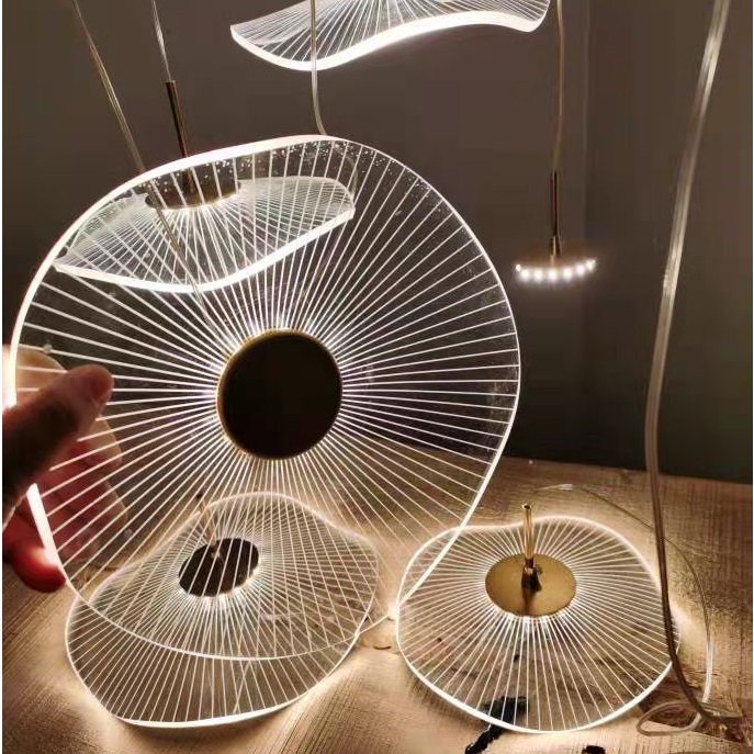 Luxury modern acrylic lotus leaf design led ceiling lamp lighting chandelier for staircase home deco