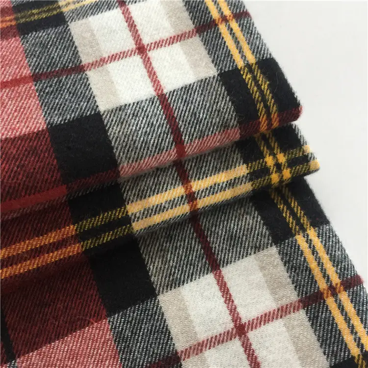high quality 100% cotton yarn dyed brushed flannel breathable fabric for garment
