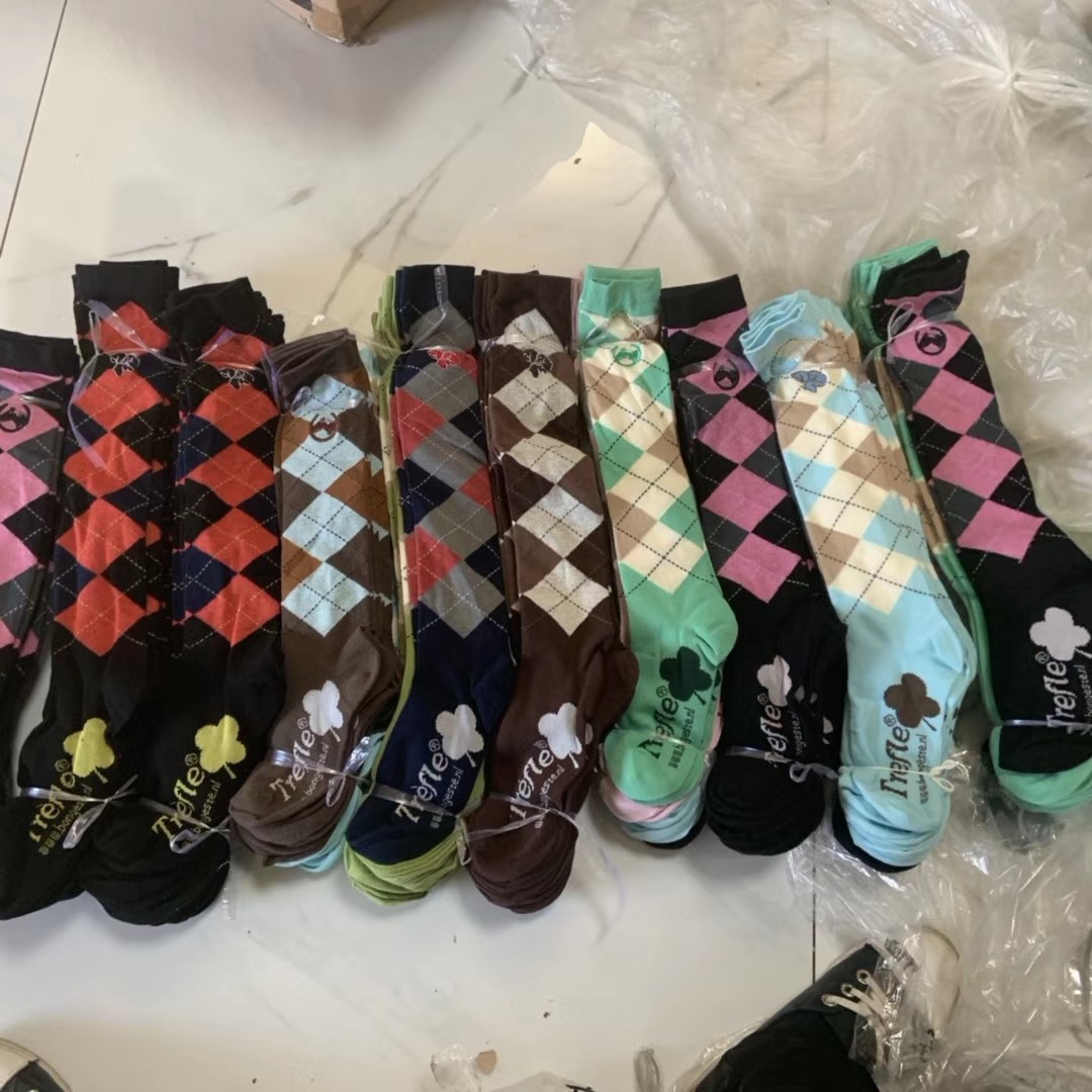 Novelty plaid long cushion equestrian compression horse riding socks