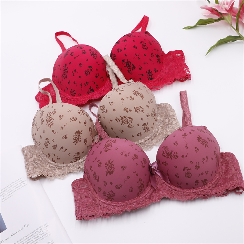 JUNXI Women's Beautiful Print Underwire Bra sexy Push Up Bra Boobs 36 Size