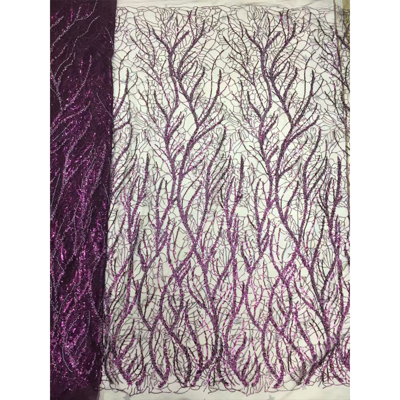 Newest Style Couture French Lace Beaded Lace Fabric Embroidery Beaded Sequined Lace Fabric