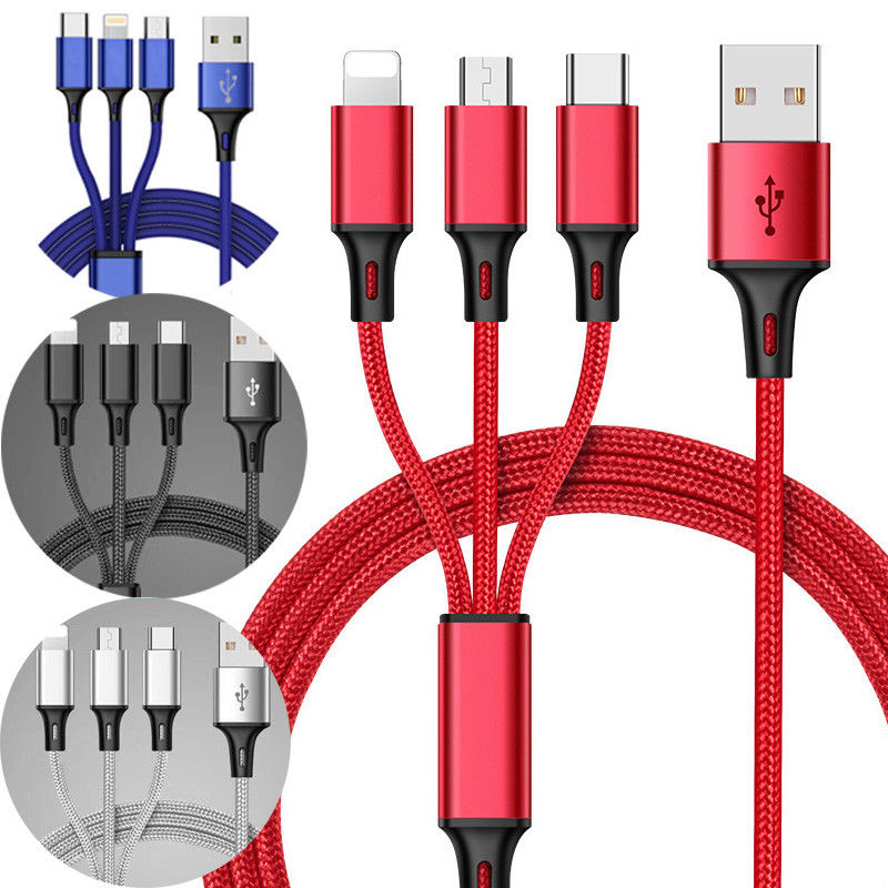 Usb кабель с нейлоновой оплеткой 3 в 1 взаимный обмен данными между компьютером и периферийными устройствами зарядный кабель для передачи данных кабель телефонный кабель для зарядки и передачи данных для 3 в 1 линия передачи данных для андроид iphone usb 