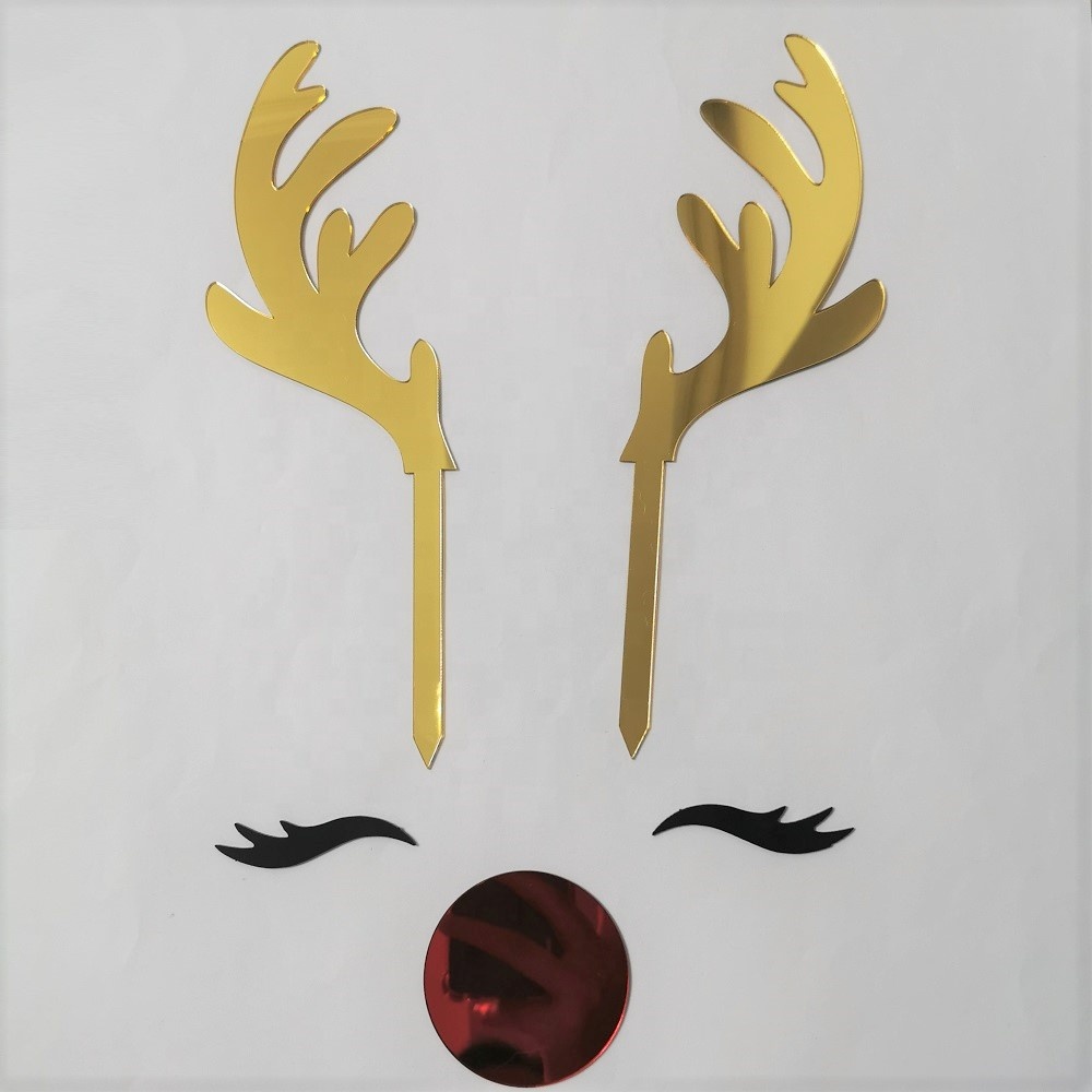 Antler eyelashes nose set acrylic Christmas cake topper for cake decoration