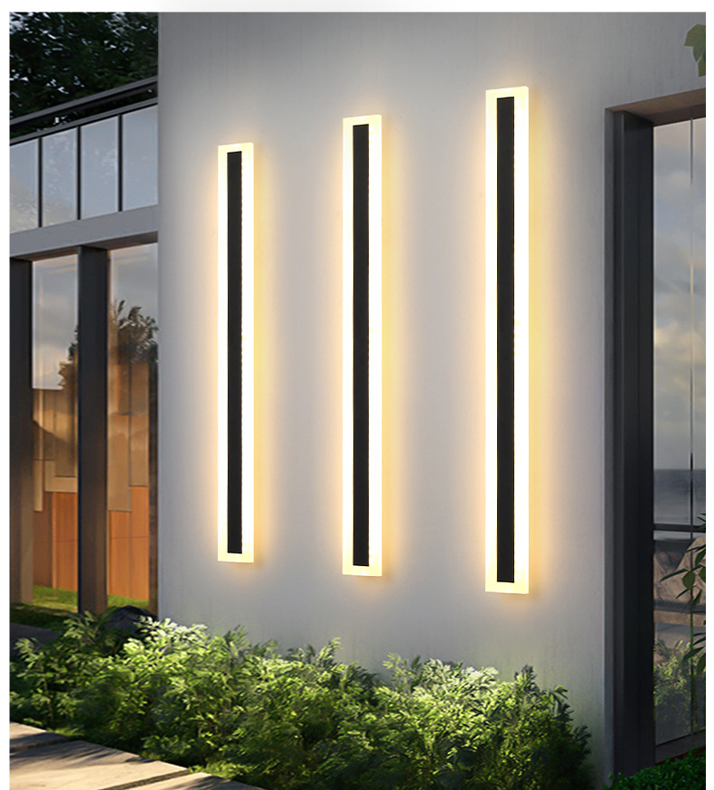 New Modern LED outdoor waterproof house wall lamp Black Outdoor linear Long Strip LED Wall Lamp IP65