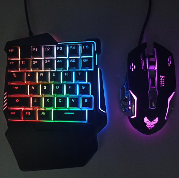 Мини одна рука RGB проводной конвертер клавиатура мышь набор для мобильных телефонов игр