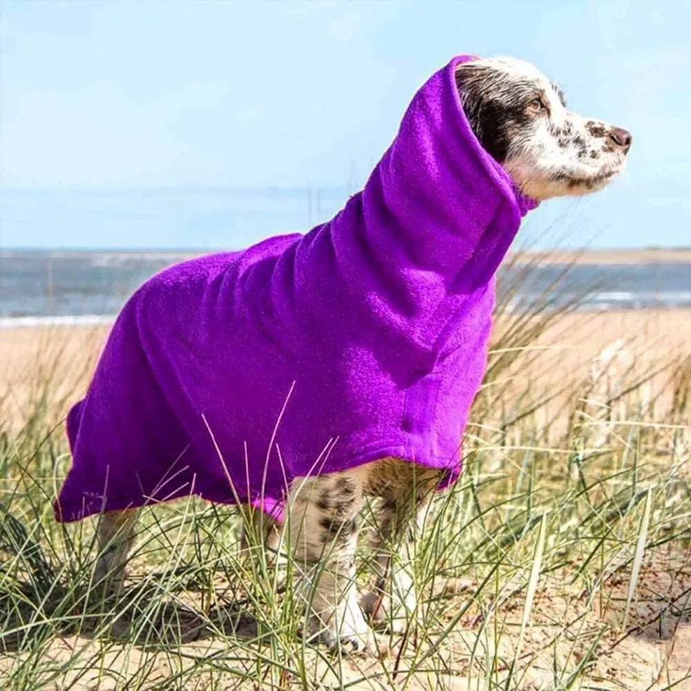 Dog Bathrobe Towel, Coral Fleece Pet Drying Moisture Absorbing Bath Robe, Adjustable Microfibre Dog Bathrobe