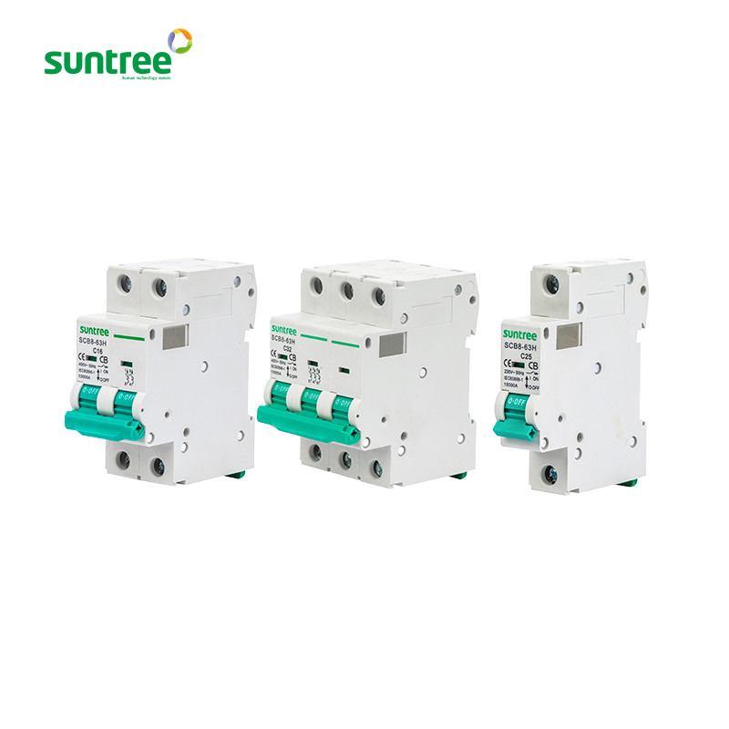 SUNTREE ac circuit breaker 35mm din rail install 2p 400v ac 63a mcb
