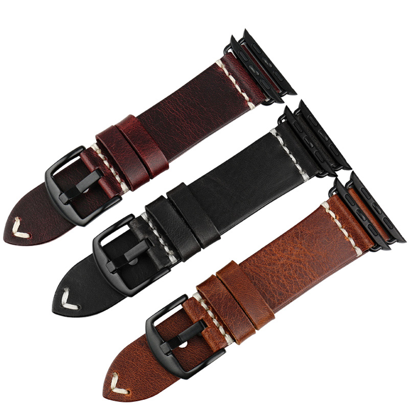 Ремешок MAIKES из вощеной кожи для Apple Watch Band 38 мм 40 мм 42 мм 44 мм, подходит для Apple Watch Series SE 6 5 4 3 2 1