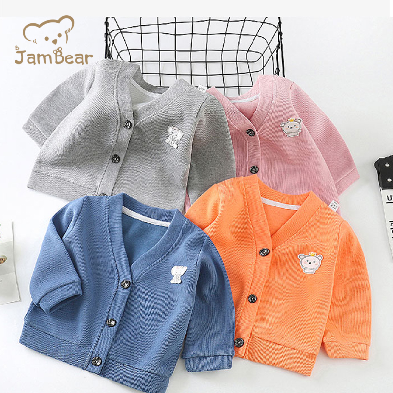 Детская куртка JamBear с бархатным утеплителем для мужчин и женщин, вязаный кардиган для младенцев, теплый Детский кардиган из чистого хлопка