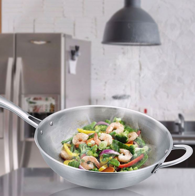 Дешевая трехслойная кухонная кастрюля, кастрюля из нержавеющей стали в европейском стиле, кастрюля с ручками, кухонная посуда от производителя, кастрюля