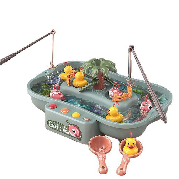 Игрушки Tempo, игрушки, оптовая продажа, пластиковая Веселая Интерактивная батарея, электрическая рыболовная игра, рыболовная игрушка для ванной с музыкой и подсветкой