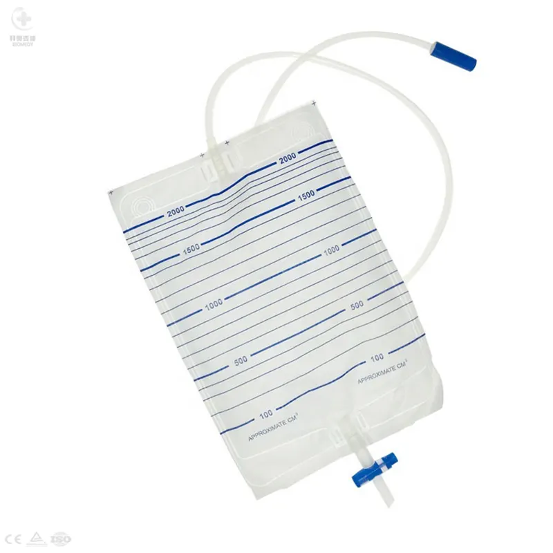 High Quality Adult Medical 2000ml Disposable Plastic Sterile Urine Collection Drainage Bag