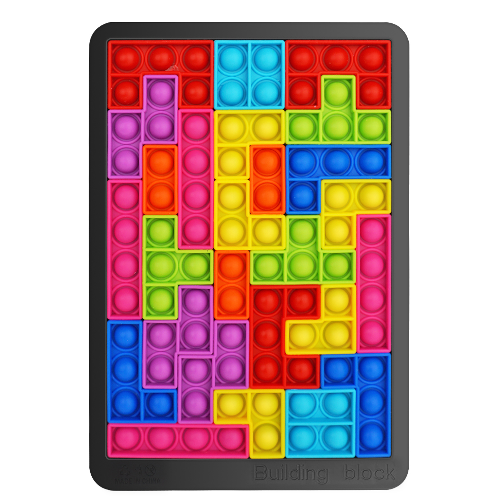 2021 27PCS DIY Building Block Puzzle Push Bubble Sensory Fun Fidget Toys children's jigsaw Silicone Cube tabletop Game Toys