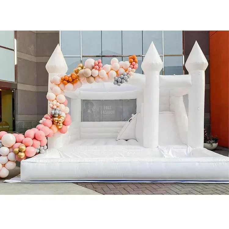 New arrival Commercial Inflatable White Jumping Bouncer Castle Bounce House White Bounce Castle With Ball Pit
