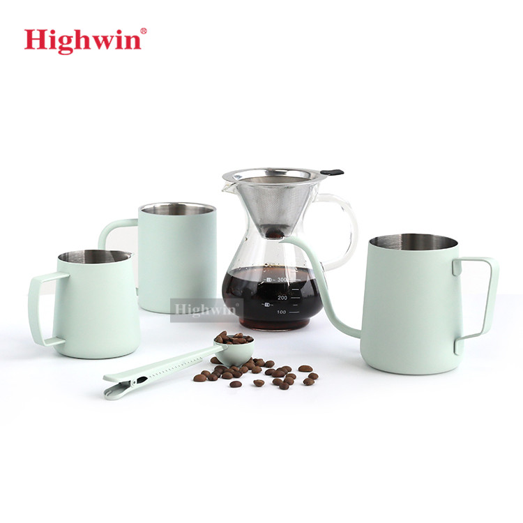 Highwin цветная живопись ручной работы для приготовления чая кофе инструменты ручной работы двойные стены французский кофе пресс нержавеющая сталь