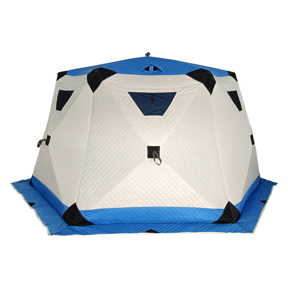 4 Person Ice Fishing Tent, Insulated Waterproof Portable Pop Up Ice Shelter with 2 Doors for Outdoor Fishing