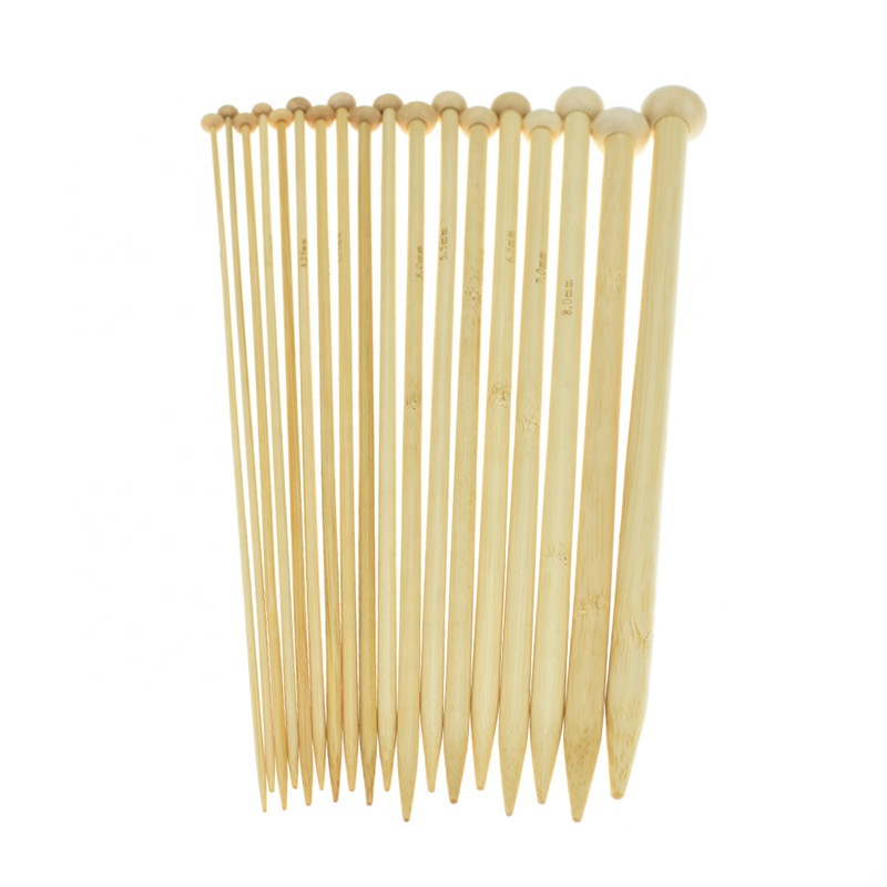18 Pairs Bamboo Knitting Needles Set Single Pointed Knitting Needle 36 pcs 18 Sizes from 2mm to 10mm