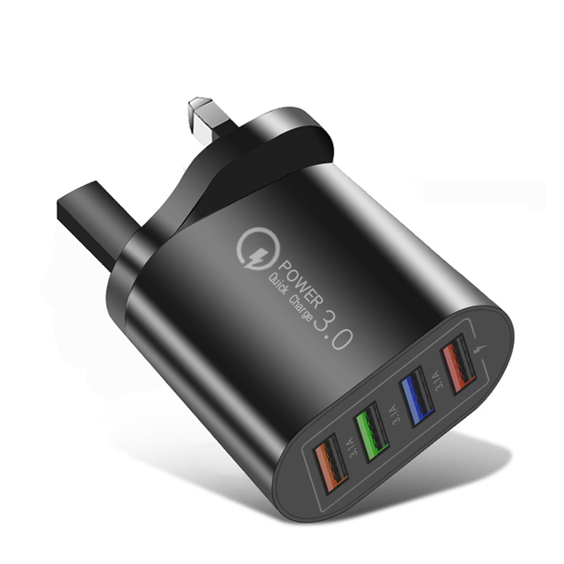 Лидер продаж 2021, Новое высококачественное дорожное зарядное устройство с 4 USB-портами 3A, зарядное устройство для ЕС, Великобритании, США, для Apple, Samsung, Huawei, LG, HTC, Xiaomi