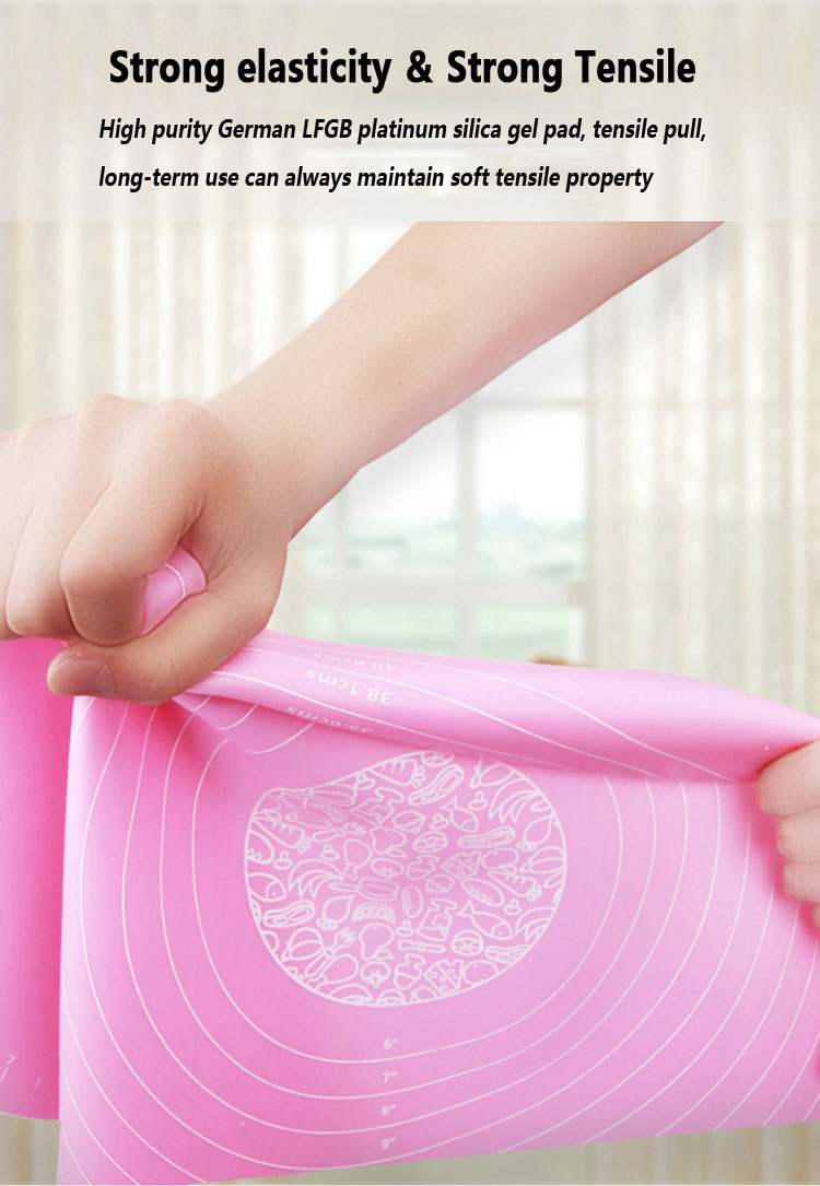 Factory customized heat insulation thickened Pure silicone fondant mat kit with scale for use with Rolling pin