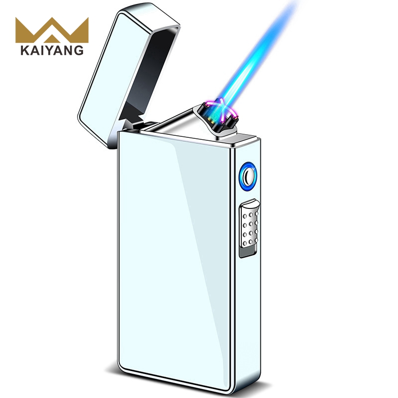 KY Classic Lighters Blue Flame Rechargeable Usb Windproof Premium Metal Electric and Gas Lighter for Cigar