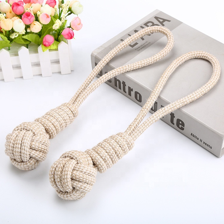 HQP-T001 HongQiang, игрушки с узелком из пеньковой веревки, молярные игрушки для домашних животных, оптовая продажа, хлопковые жевательные игрушки для собак, Экологически чистая льняная продукция
