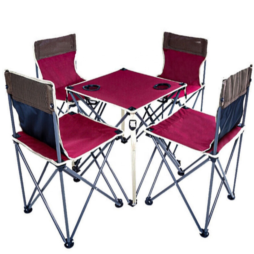 Outdoor folding table and chair set Wild camping picnic backrest Oxford cloth wear resistant leisure chair