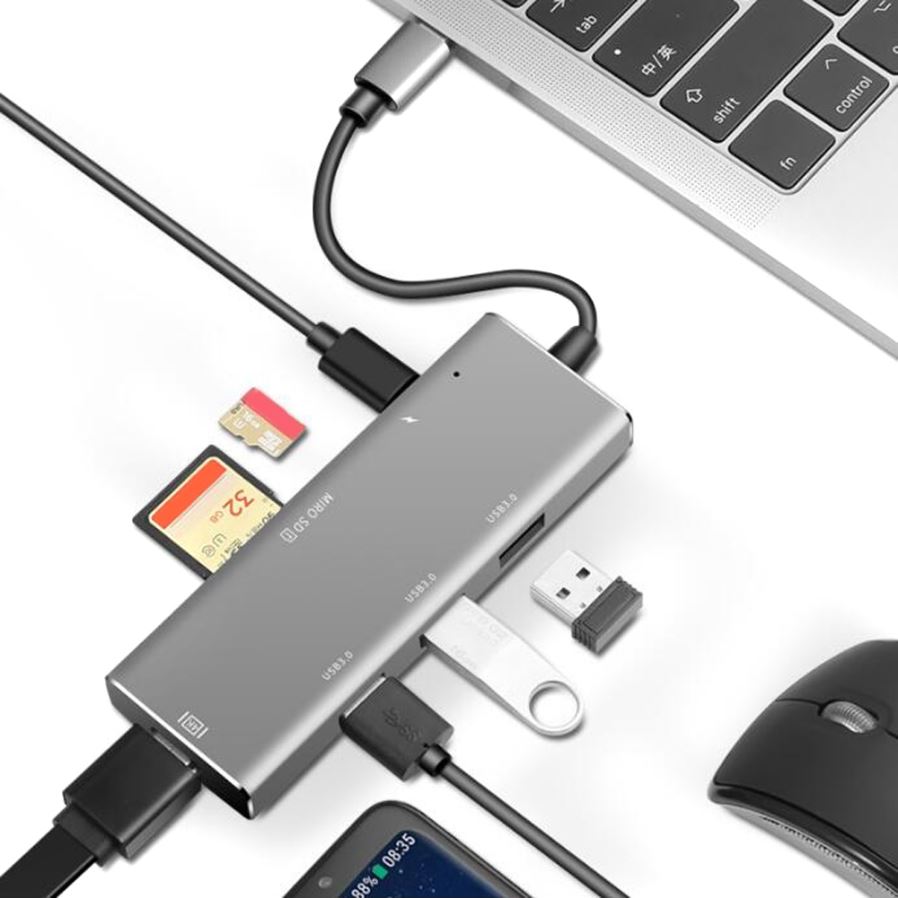 7 в 1 USB Type C концентратор с 4K HDMI 3 порта USB 3,0 концентратор TF/ SD кардридер Type C PD зарядный адаптер для Macbook