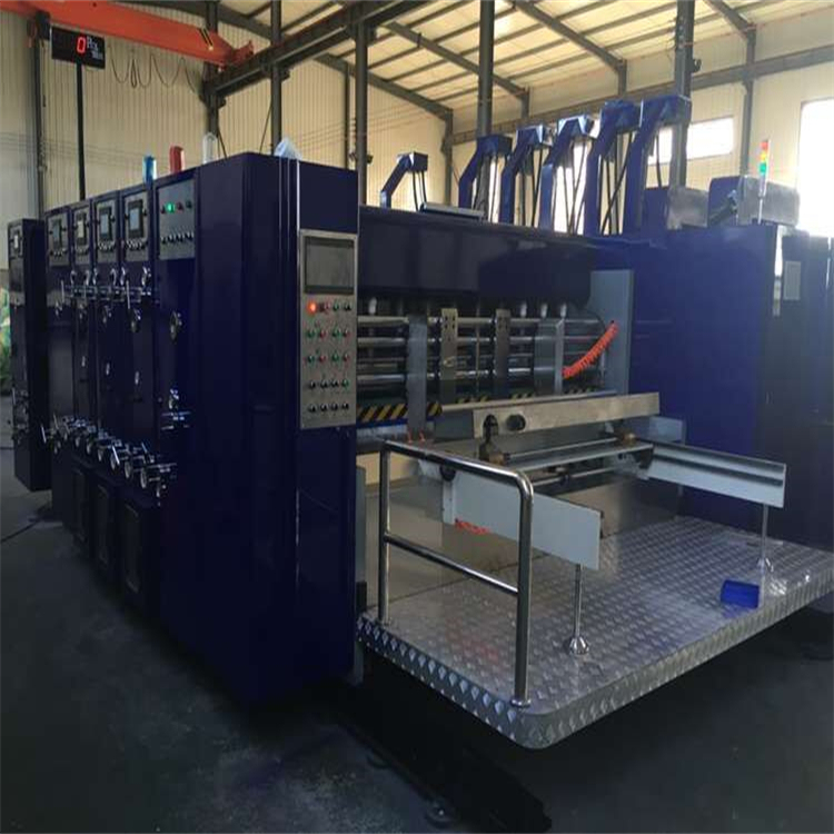 Full Automatic 4 Color Printer Slotter Rotary Die Cutter in Line Folder Gluer Strapping Machine