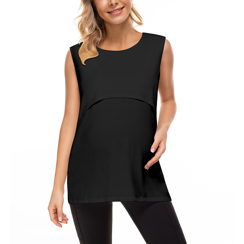 Women Comfortable Elegant Round Neck Breathable Nursing Dresses Feeding Maternity Tops