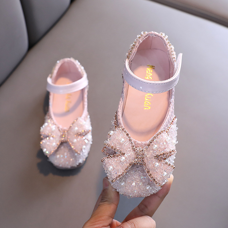 Designer luxury fashion kids children's casual formal flat velcro rhinestone bling latin salsa dance girls dress leather shoes