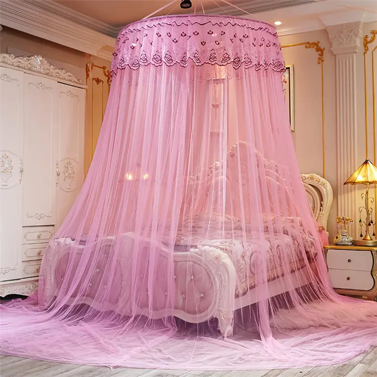 Fashionable round thickened and densified circular ceiling foldable adults hanging mosquito net